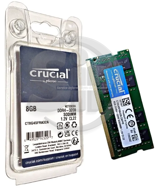 Mémoire RAM Crucial 8GB DDR4 SODIMM - 3200MHz